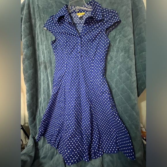 Women's Tropical Wear Fit and Flare Polka Dot Dress - Picture 6 of 8